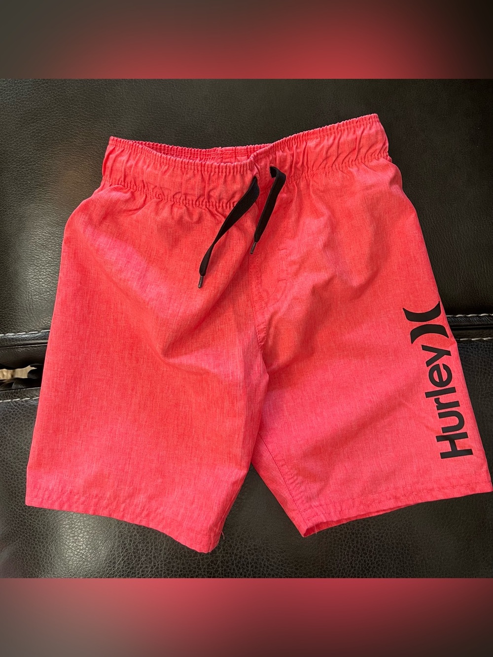*Hurley Coral-Red Boardshorts with Black Logo